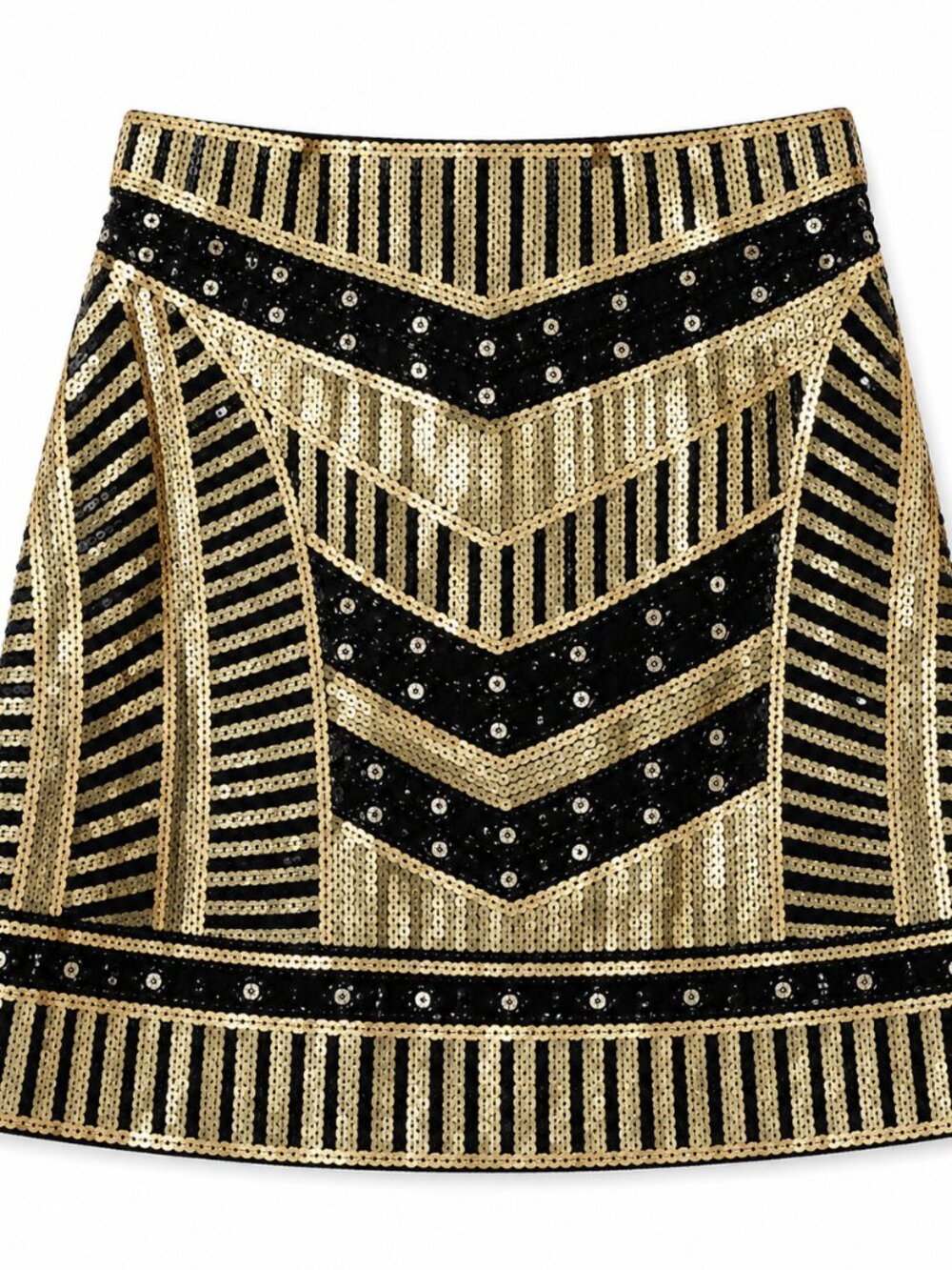 Haute Rogue Gold and Black Sequin Skirt